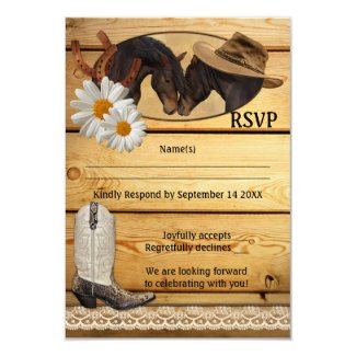 Rustic Country Western Horses RSVP Card