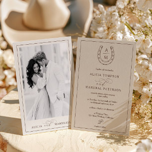 Rustic Country Western Horseshoe Photo Wedding Invitation