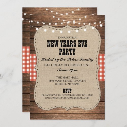 Rustic Country Western New Years Day Eve Invite