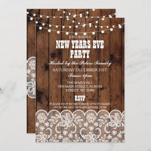 Rustic Country Western New Years Day Eve Invite