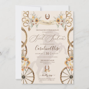 Rustic Country Western Sunflower Boho Sweet 16 Inv Invitation