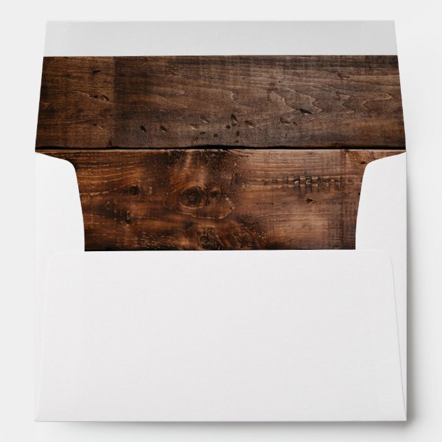 Rustic Country Western Vintage Brown Wood Wedding Envelope (Back (Bottom))