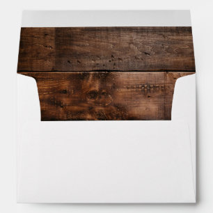 Rustic Country Western Vintage Brown Wood Wedding Envelope