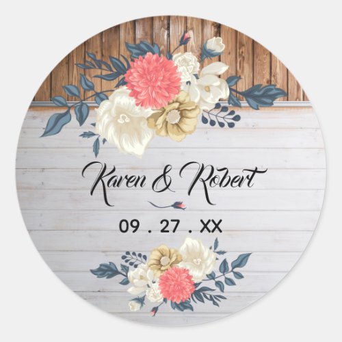 Rustic Country Western Wedding Classic Round Sticker