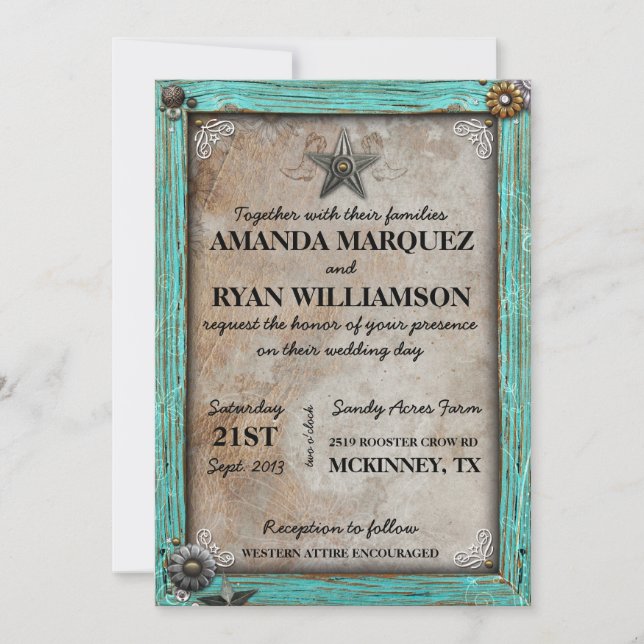 Rustic Country Western Wedding Invitation (Front)