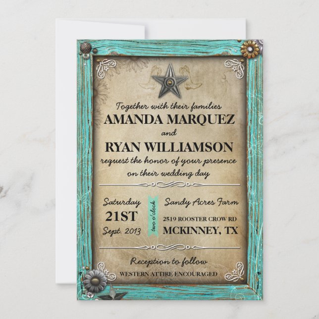 Rustic Country Western Wedding Invitation (Front)