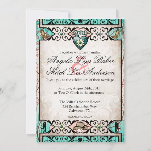 Rustic Country Western Wedding Invitation