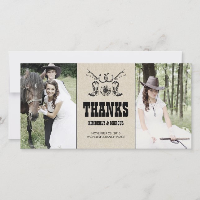 Rustic Country Western Wedding Photo Cards (Front)