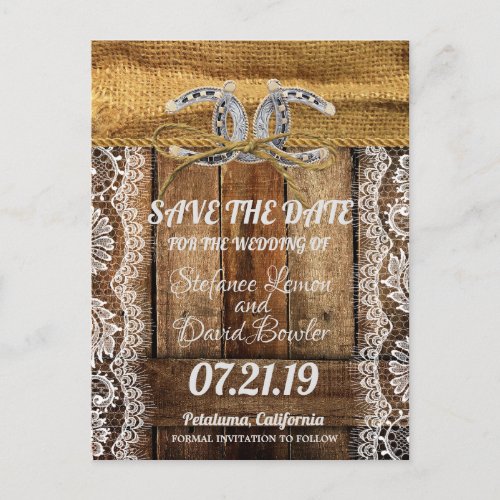 Rustic Country Western Wedding Postcard