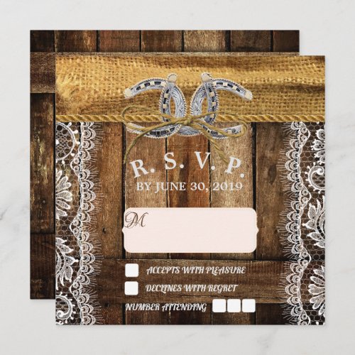 Rustic Country Western Wedding RSVP Card