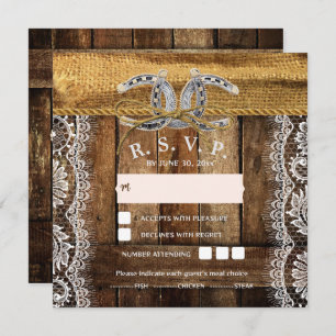 Rustic Country Western Wedding RSVP Card