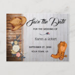 Rustic Country Western Wedding Save the Date Announcement Postcard