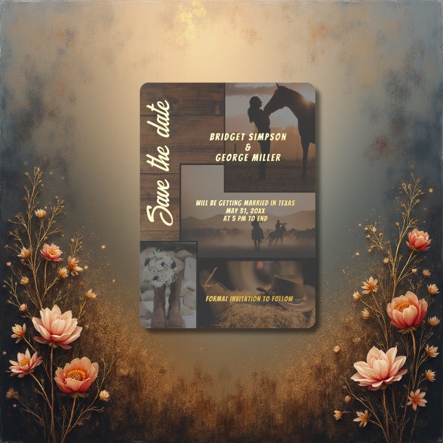 rustic country western wedding save the date  foil invitation (Creator Uploaded)