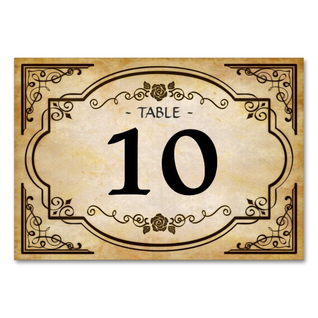 Rustic Country Western Wedding Table Number Card (Front)
