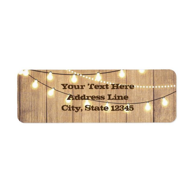 Rustic Country Western Wood & String Lights Label (Front)