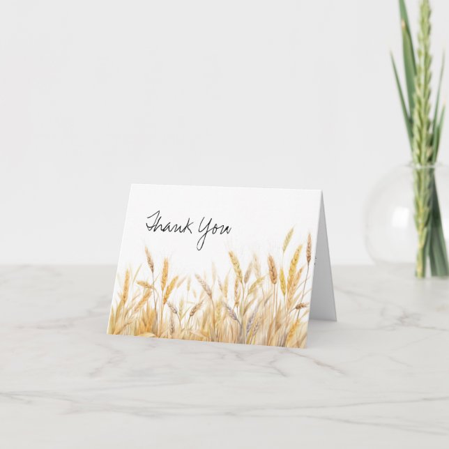 Rustic Country Wheat Agriculture Bridal Shower Thank You Card (Front)