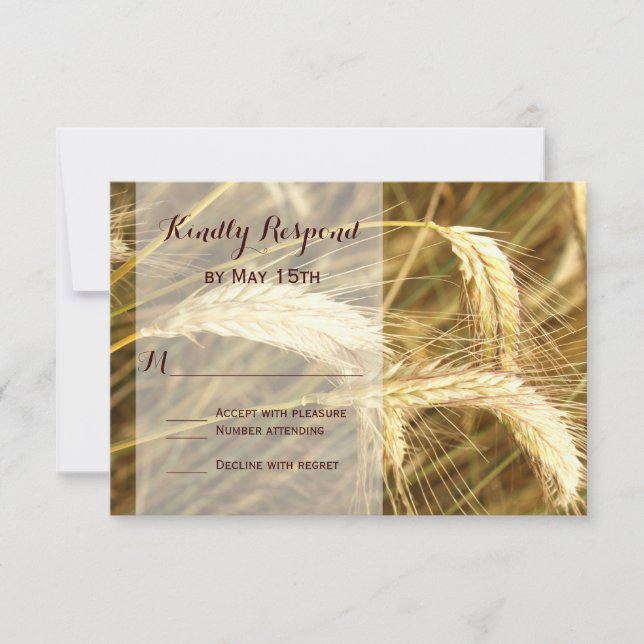 Rustic Country Wheat Field Farm Wedding RSVP Cards (Front)