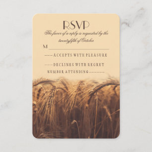 Rustic country wheat wedding RSVP cards