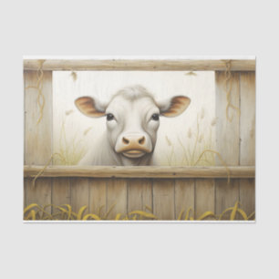 Rustic Country White Cow Decoupage Tissue Paper