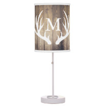 Rustic Country White Deer Antlers Barn Wood Table Lamp Rustic Country White Deer Antlers Barn Wood Table Lamp
