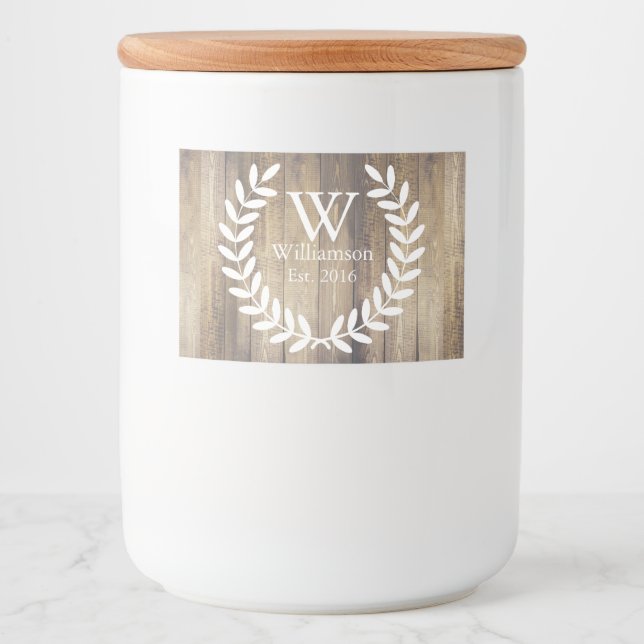 Rustic Country White Laurels & Barn Wood Food Label (Front)