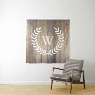 Rustic Country White Laurels & Barn Wood Tapestry
