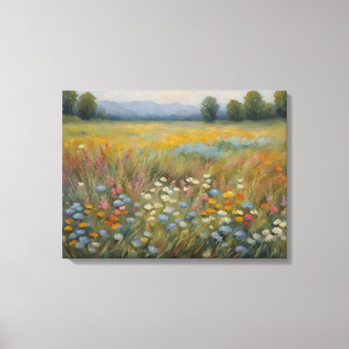 Rustic Country Wildflower Landscape Canvas Print