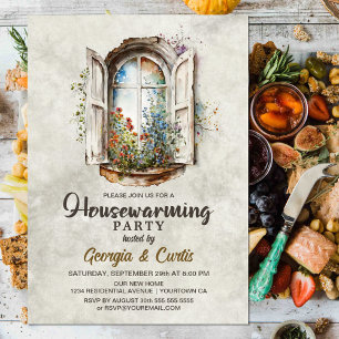 Rustic Country Wildflowers Housewarming Party Invitation