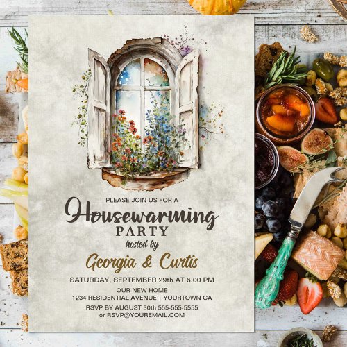 Rustic Country Wildflowers Housewarming Party Invitation