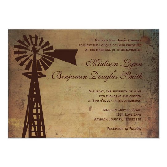 Rustic Country Windmill Farm Wedding Invitations Zazzle Rustic Country Windmill Farm Wedding Invitations