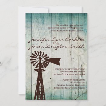 Rustic Country Windmill Wood Wedding Invitations by RusticCountryWedding at Zazzle