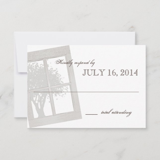 Rustic Country Window Frame Wedding RSVP Card (Front)
