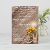 Rustic Country with Wood Barrel and Sunflowers Invitation (Standing Front)