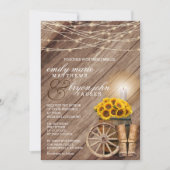 Rustic Country with Wood Barrel and Sunflowers Invitation (Front)