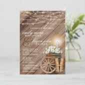 Rustic Country with Wood Barrel and White Floral Invitation (Standing Front)