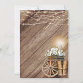 Rustic Country with Wood Barrel and White Floral Invitation (Back)