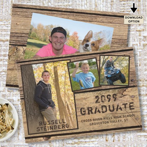 Rustic Country Wood 4_Photo Graduation Announcement