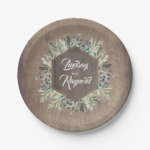 Rustic Country | Wood and Greenery Wedding Paper Plates