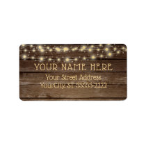 Rustic Country Wood and String Lights Label Rustic Country Wood and String Lights Label