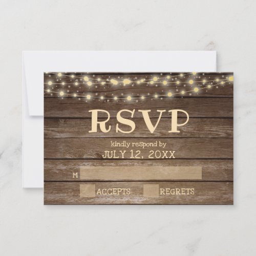 Rustic Country Wood and String Lights RSVP