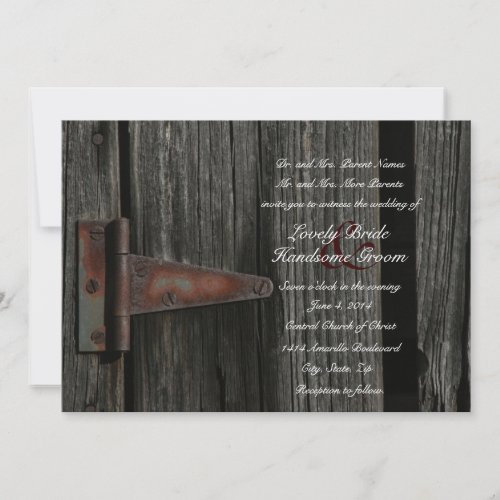 Rustic Country Wood Barn Door Wedding Invitation