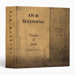 Rustic Country Wood Barn Vintage Western Wedding 3 Ring Binder