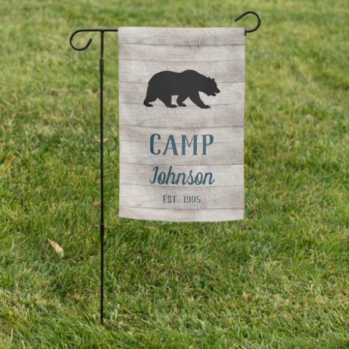 Rustic Country Wood  Bear Family Camp Garden Flag