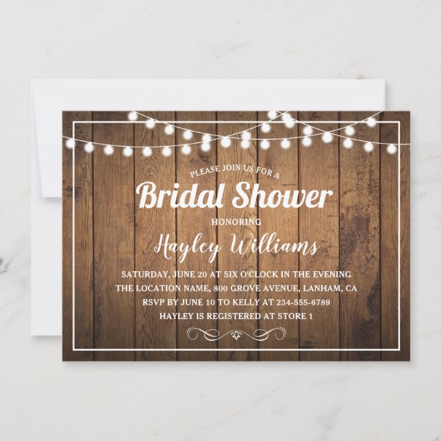 Rustic Country Wood Bridal Shower Invitations (Front)