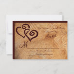 Rustic Country Wood Double Hearts Wedding Rsvp at Zazzle