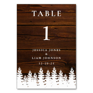 Rustic Country Wood Fall Autumn Winter Wedding  Table Number