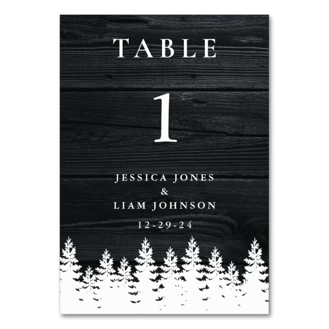 Rustic Country Wood Fall Autumn Winter Wedding  Table Number (Front)