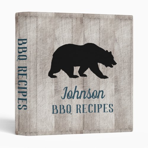 Rustic Country Wood Family Barbecue Recipe 3 Ring Binder