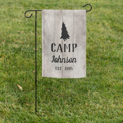 Rustic Country Wood Family Camp Pine Tree Garden Flag
