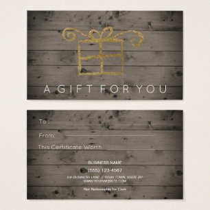Rustic Country Wood Gold Gift Card Certificate